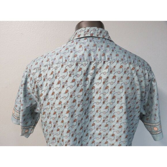 Mens Colowear Train Ticket Short Sleeve Button Front Paisley Shirt Size XL India - Picture 12 of 12